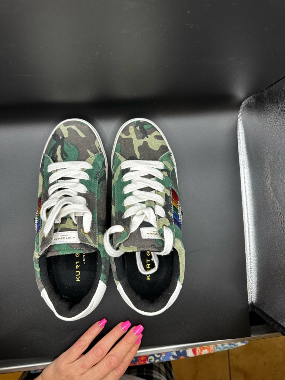Kurt Geiger Camouflage Sneakers with Rainbow Stripe and Eye Emblem W-5 - Picture 7 of 13